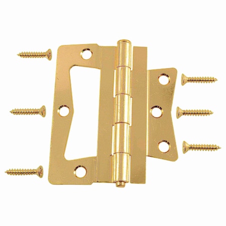 Midwest Fastener 4" Brass Plated Steel Non-Mortise Hinges 37363